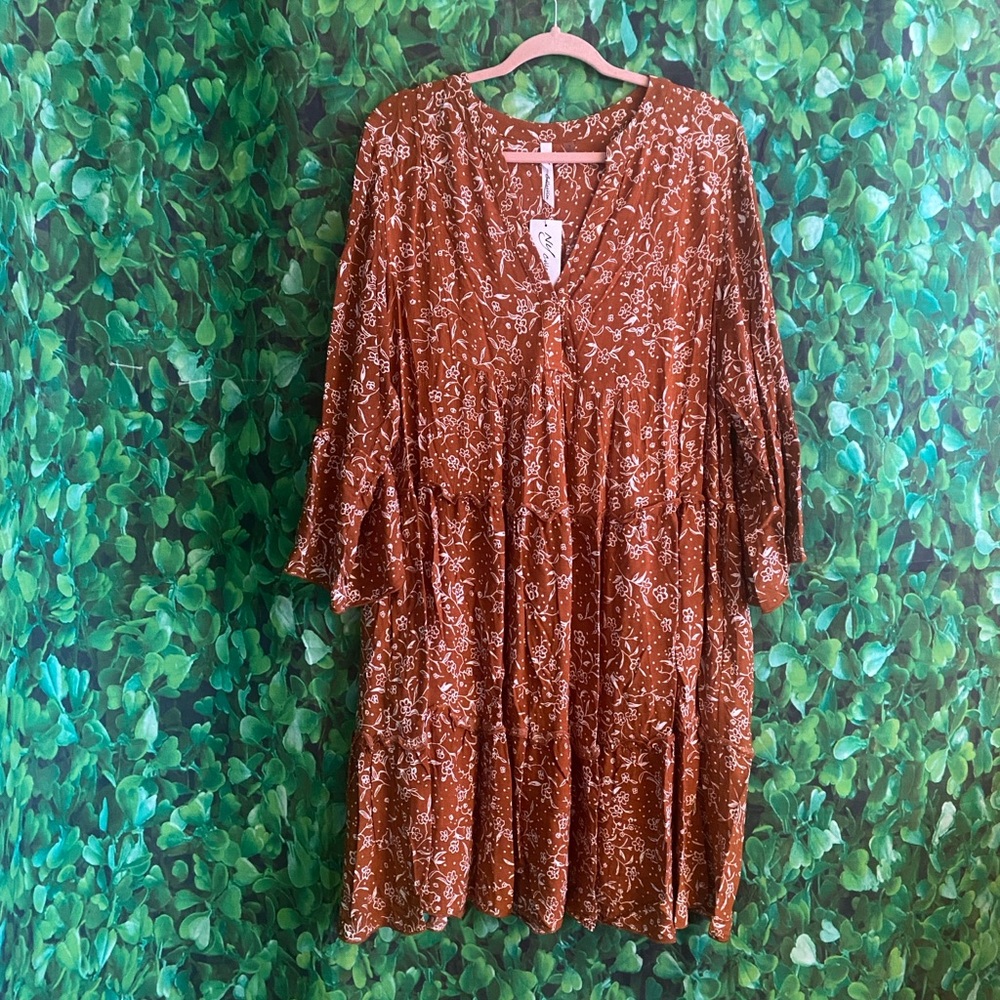Ny Collection - NWT Rust Floral Dress(oversized)